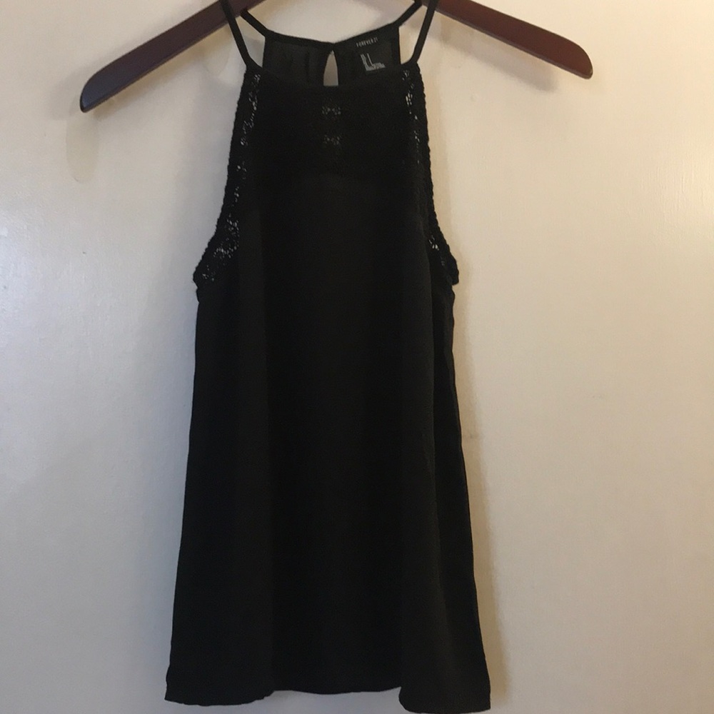 Forever 21 flowy black tank with detailing
